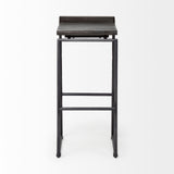 Mercana Givens 30.25" Seat Height Black Wood Seat Black Metal Base Stool