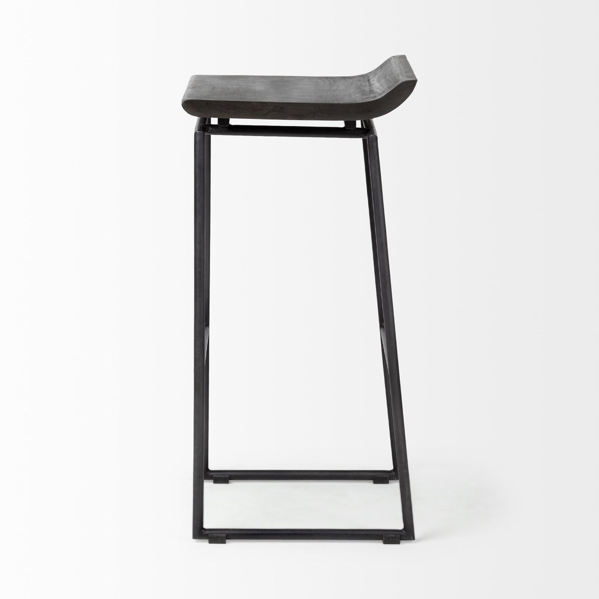 Mercana Givens 30.25" Seat Height Black Wood Seat Black Metal Base Stool