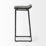 Mercana Givens 30.25" Seat Height Black Wood Seat Black Metal Base Stool