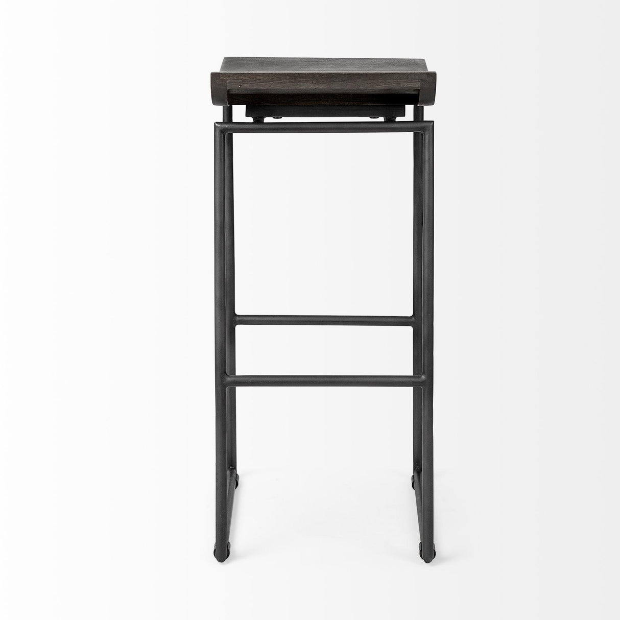 Mercana Givens 30.25" Seat Height Black Wood Seat Black Metal Base Stool