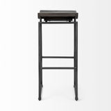 Mercana Givens 30.25" Seat Height Black Wood Seat Black Metal Base Stool