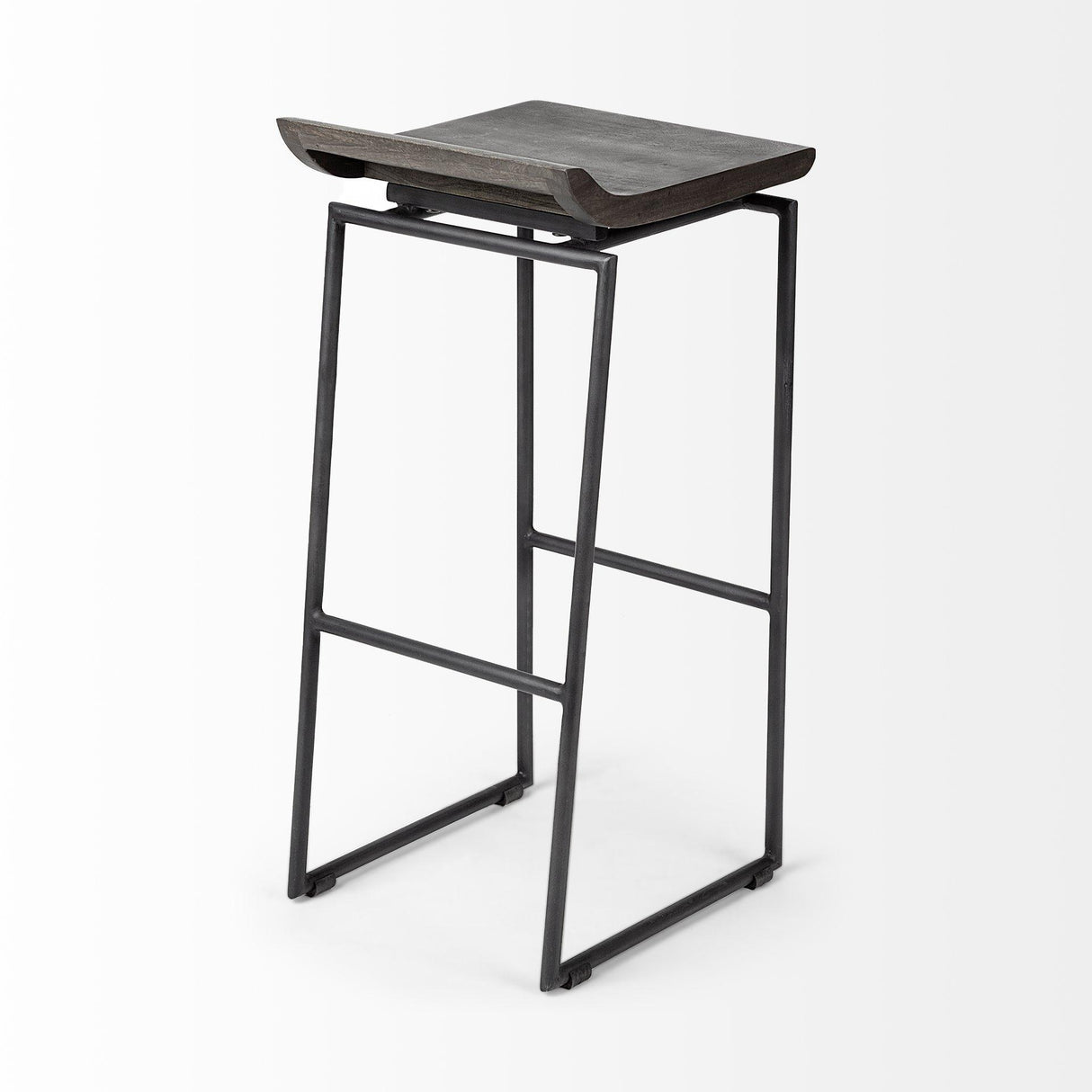 Mercana Givens 30.25" Seat Height Black Wood Seat Black Metal Base Stool