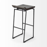 Mercana Givens 30.25" Seat Height Black Wood Seat Black Metal Base Stool
