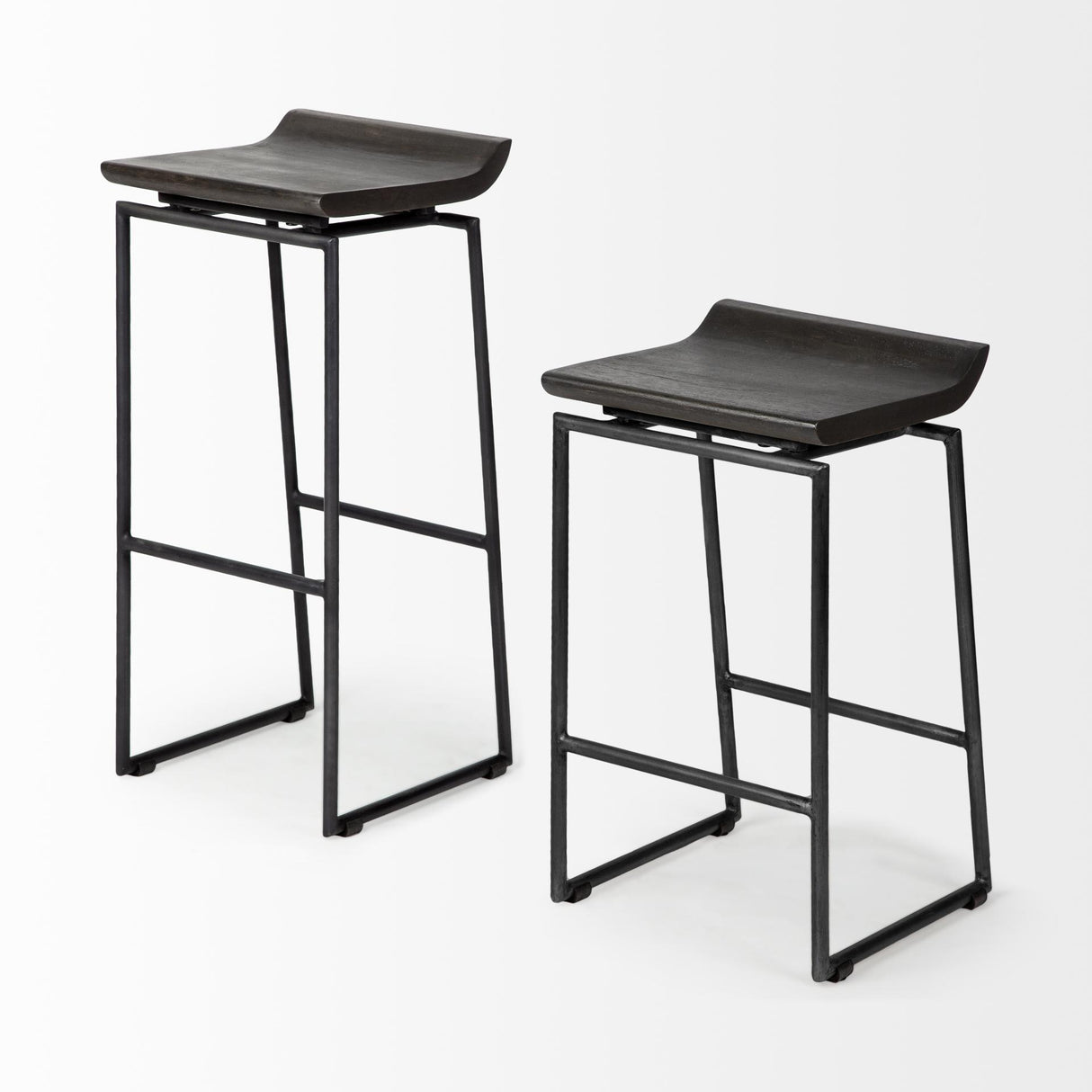 Mercana Givens 30.25" Seat Height Black Wood Seat Black Metal Base Stool