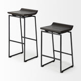 Mercana Givens 30.25" Seat Height Black Wood Seat Black Metal Base Stool