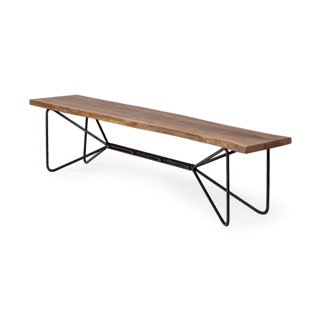 Mercana Papillion III 66x18 Natural Solid Wood and Iron Dining Bench
