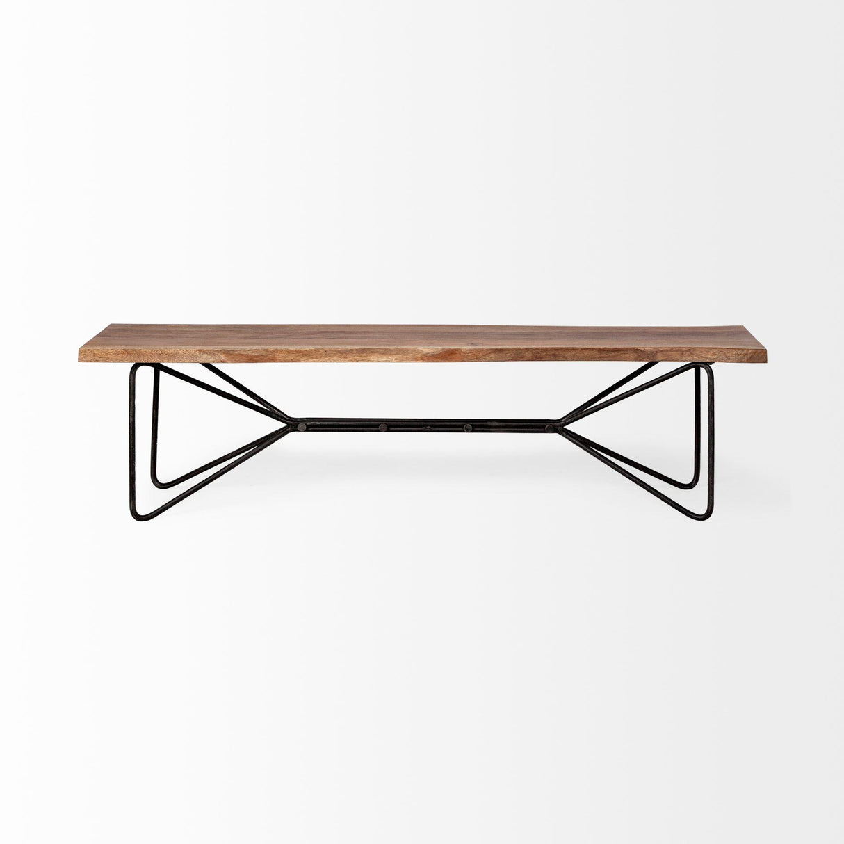Mercana Papillion III 66x18 Natural Solid Wood and Iron Dining Bench