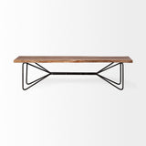 Mercana Papillion III 66x18 Natural Solid Wood and Iron Dining Bench