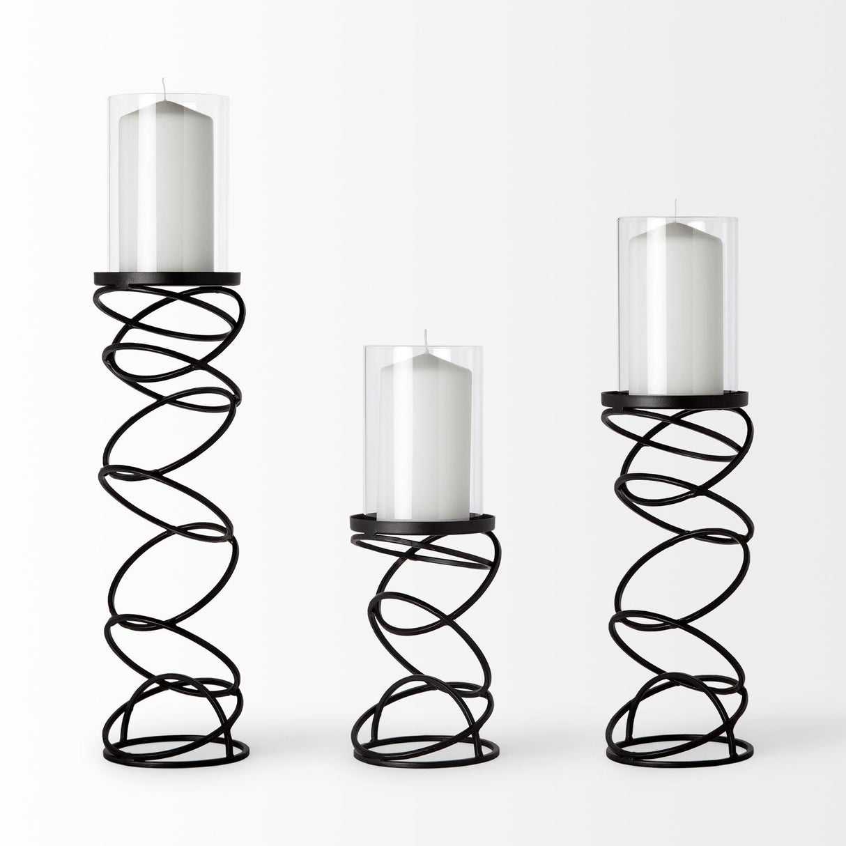Mercana Omega I Small Black Metal Stacked Ring Table Candle Holder