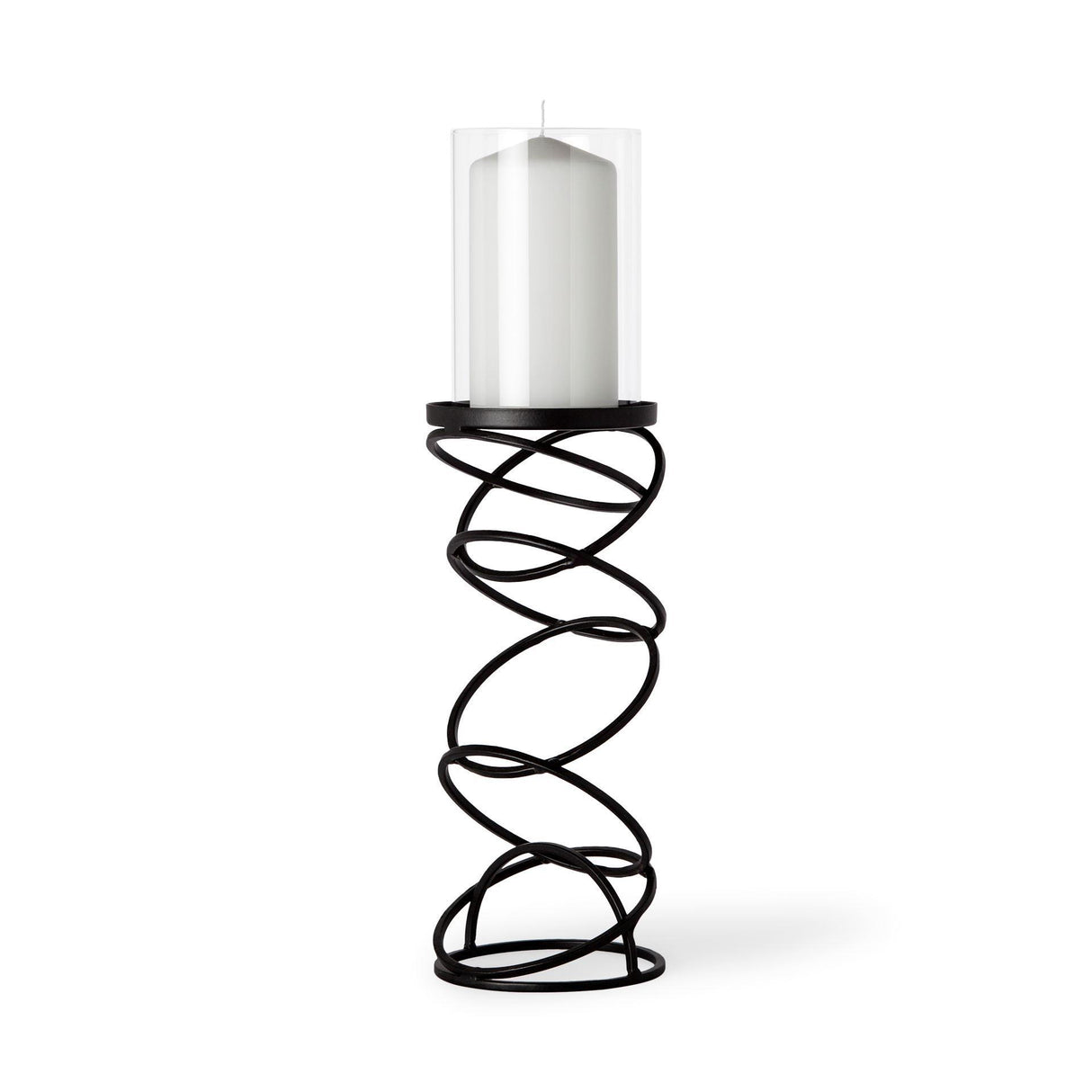 Mercana Omega II Medium Black Metal Stacked Ring Table Candle Holder