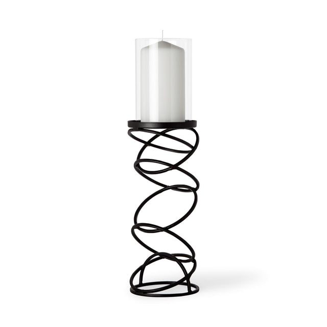 Mercana Omega II Medium Black Metal Stacked Ring Table Candle Holder