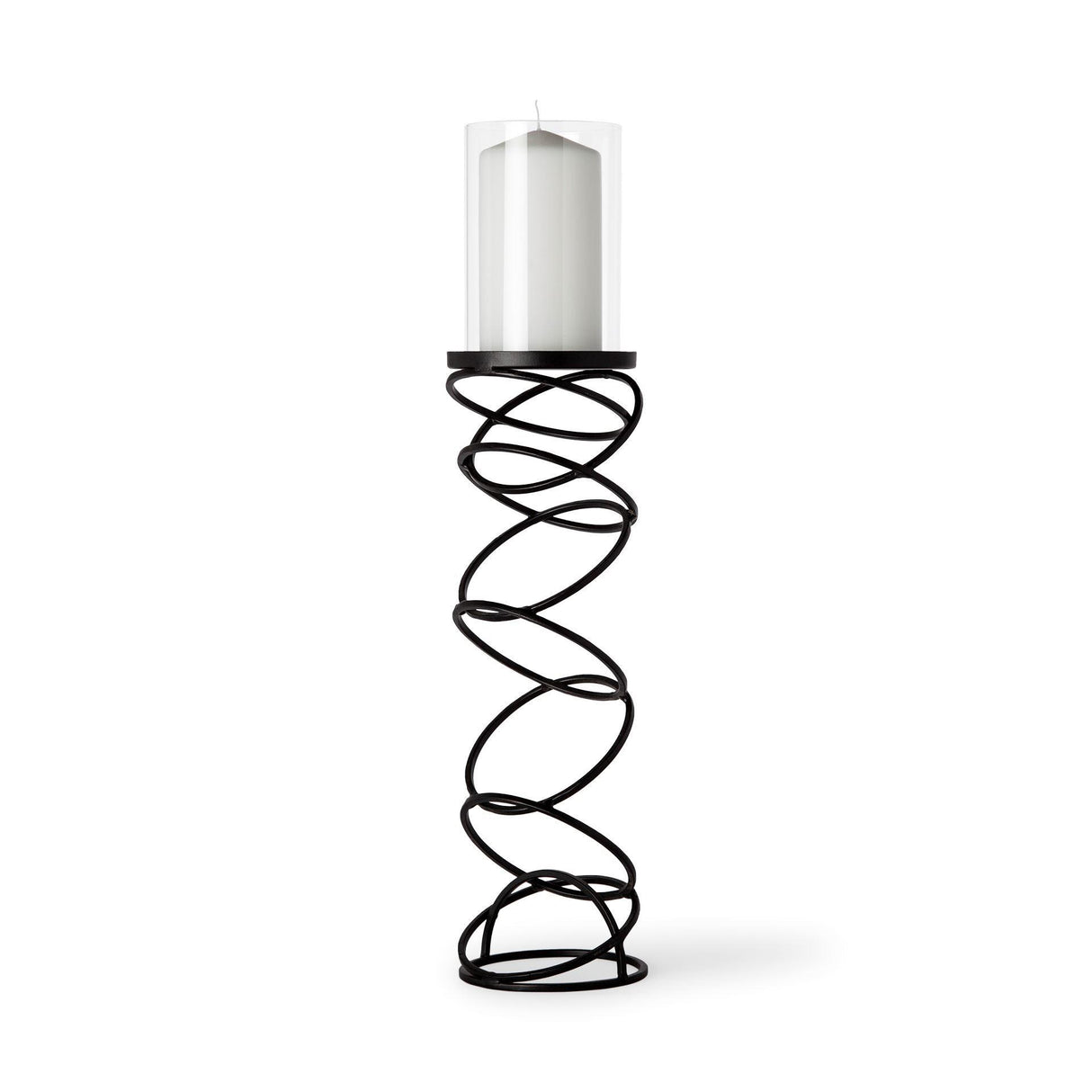 Mercana Omega III Large Black Metal Stacked Ring Table Candle Holder