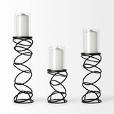 Mercana Omega III Large Black Metal Stacked Ring Table Candle Holder