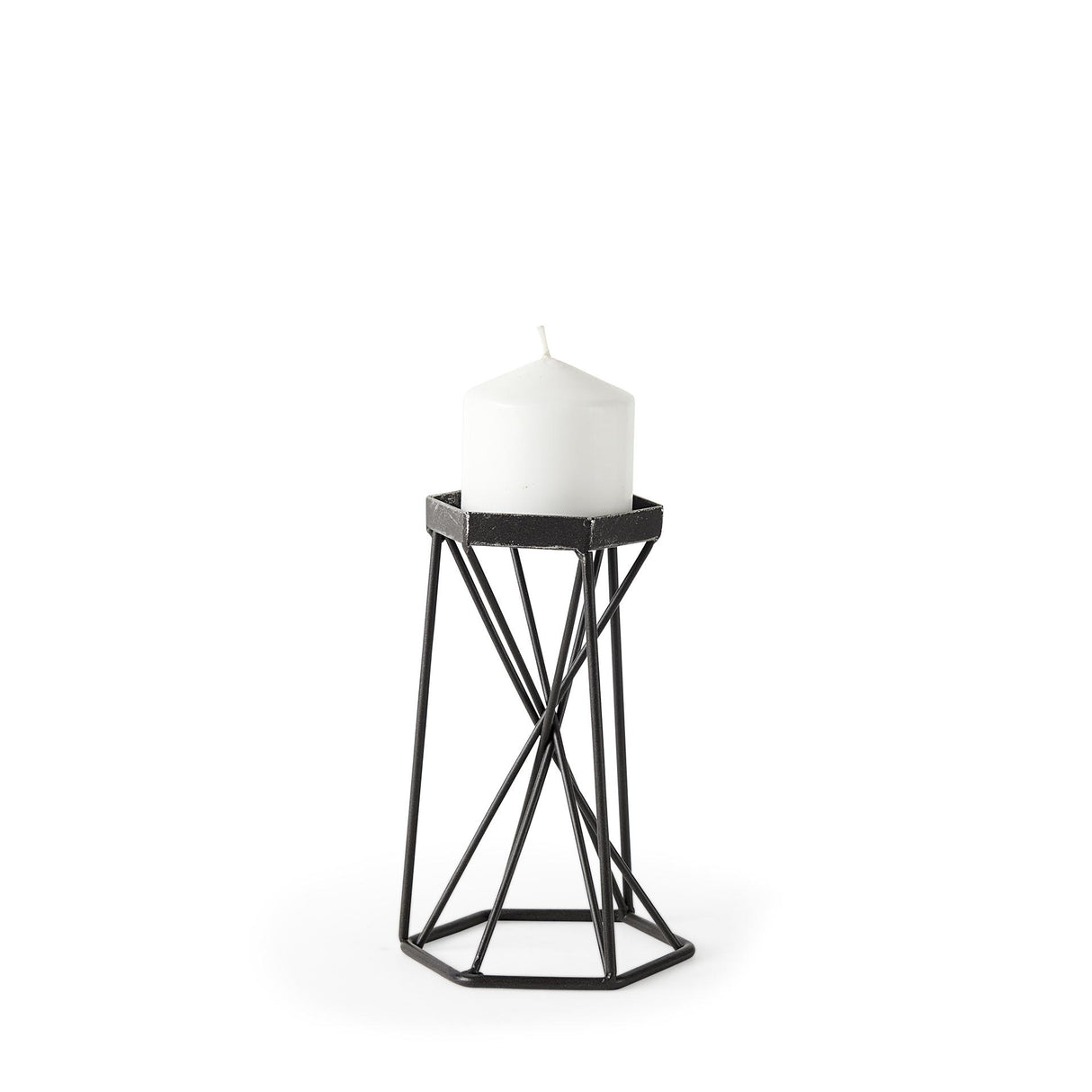 Mercana Sixx I Small Antiqued Metal Hexagonal Table Candle Holder