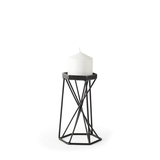Mercana Sixx I Small Antiqued Metal Hexagonal Table Candle Holder
