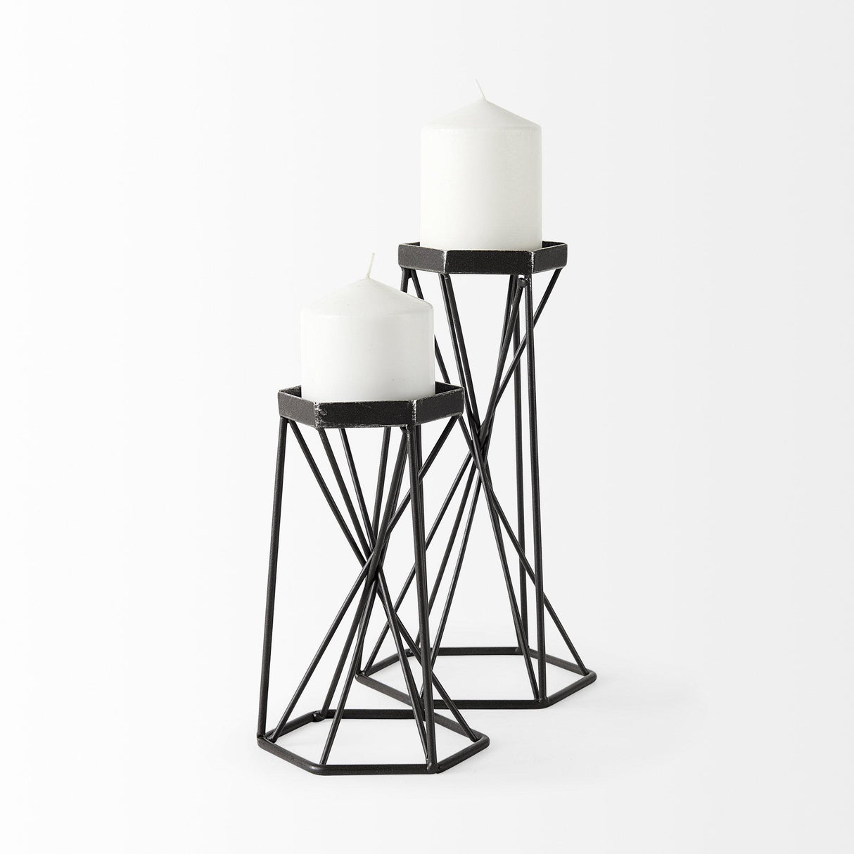 Mercana Sixx I Small Antiqued Metal Hexagonal Table Candle Holder