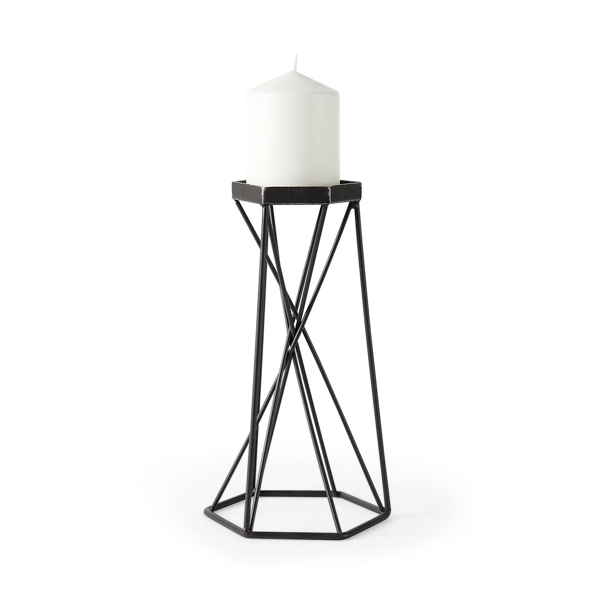 Mercana Sixx II Large Antiqued Metal Hexagonal Table Candle Holder