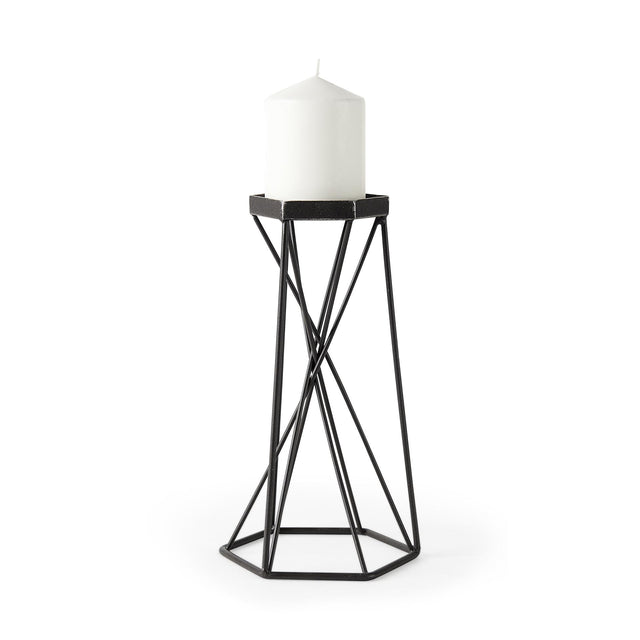 Mercana Sixx II Large Antiqued Metal Hexagonal Table Candle Holder