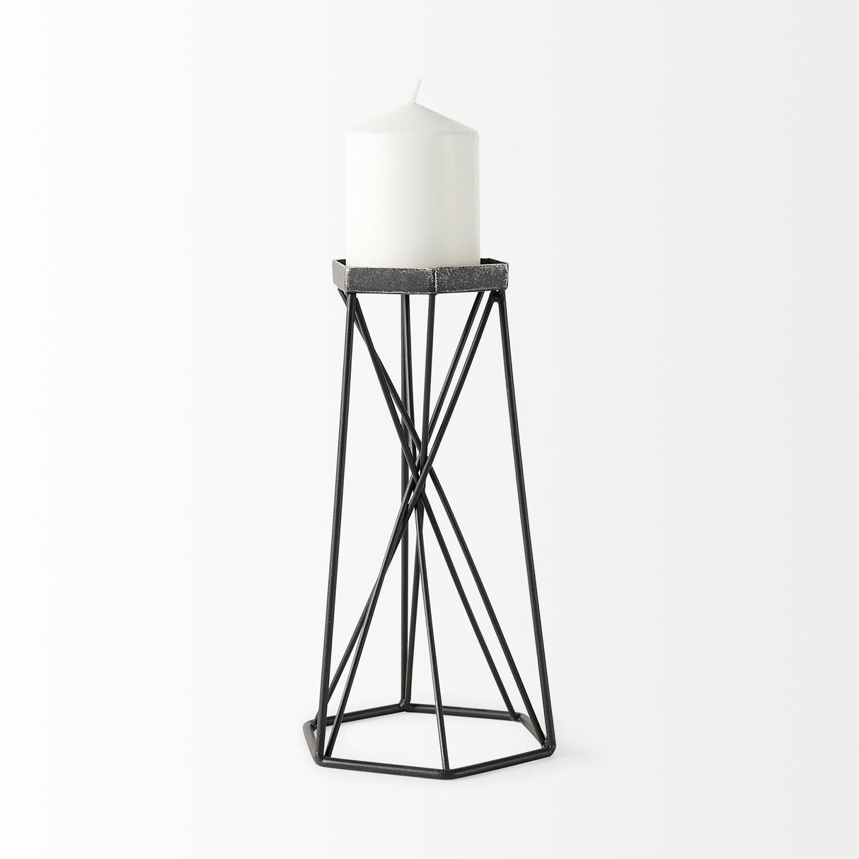 Mercana Sixx II Large Antiqued Metal Hexagonal Table Candle Holder