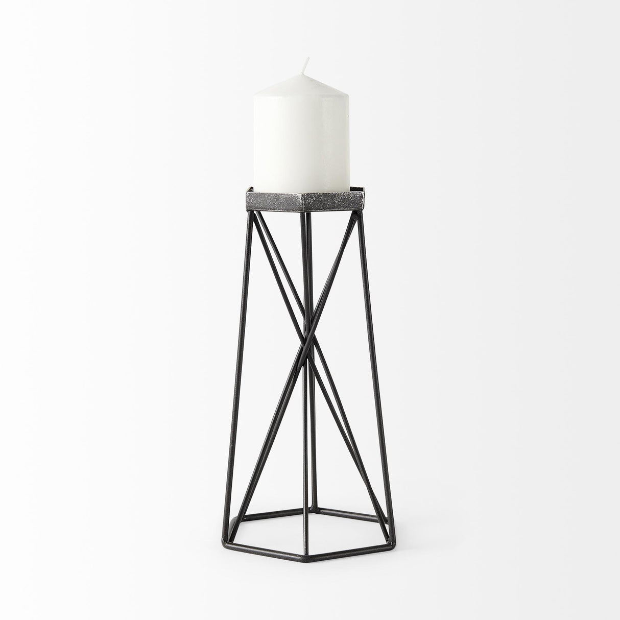 Mercana Sixx II Large Antiqued Metal Hexagonal Table Candle Holder