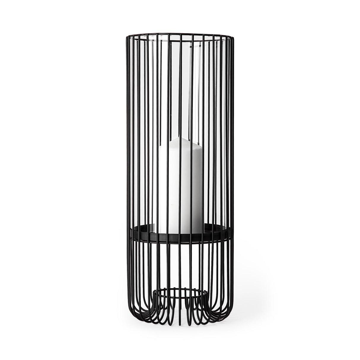 Mercana Velo II Large Black Metal Cylindrical Table Candle Holder