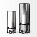 Mercana Velo II Large Black Metal Cylindrical Table Candle Holder