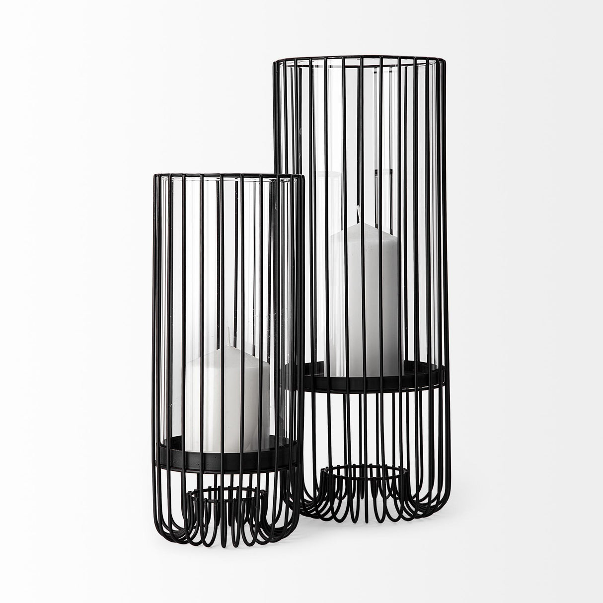 Mercana Velo II Large Black Metal Cylindrical Table Candle Holder