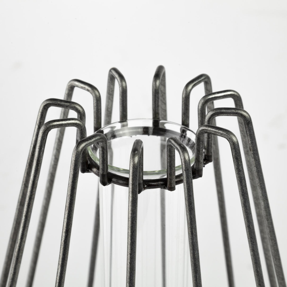 Mercana Madeline II Large Gunmetal Gray Metal Glass Test Tube Vase