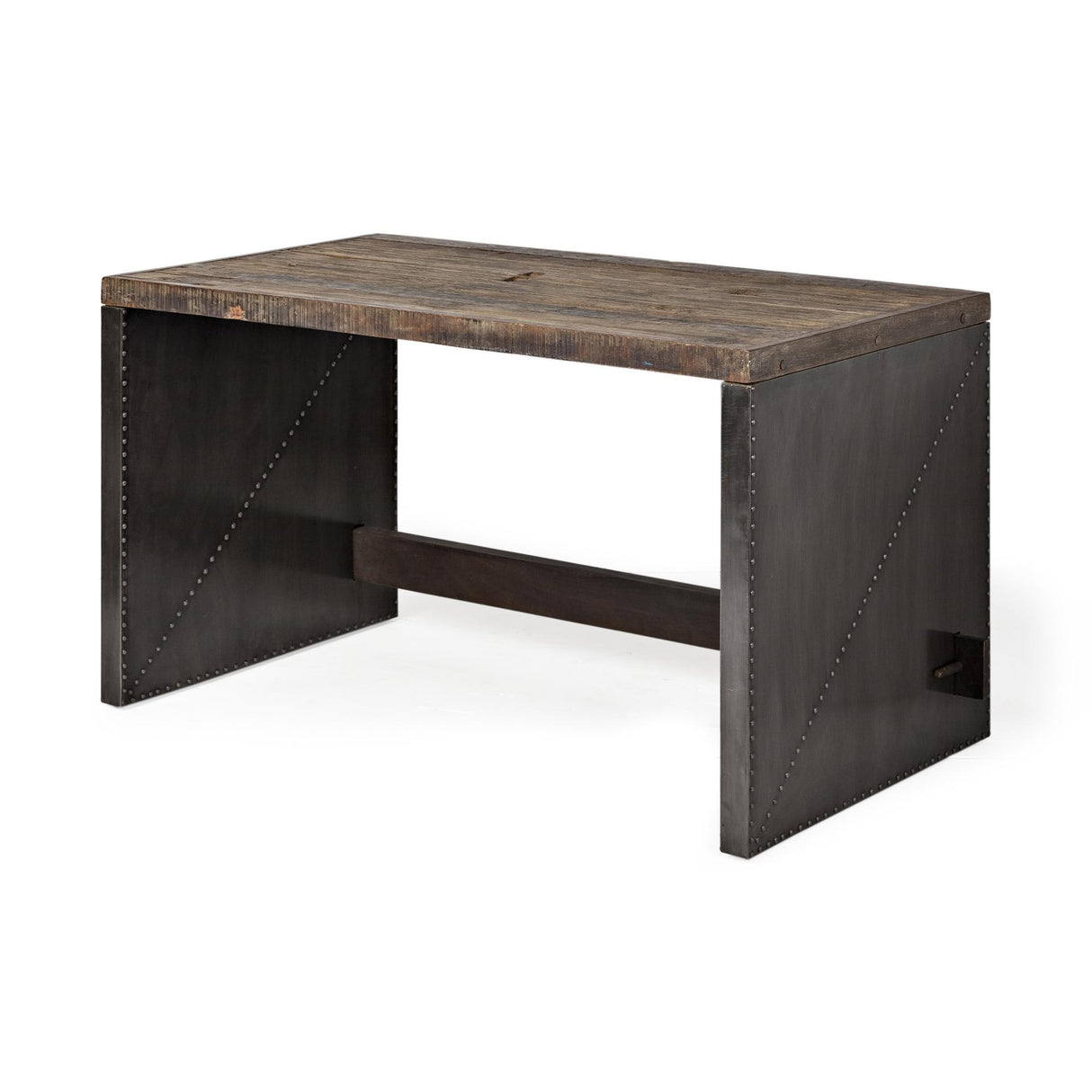 Mercana Orwell 52L x 28W Brown Wood Top Metal Cladded Frame Office Desk