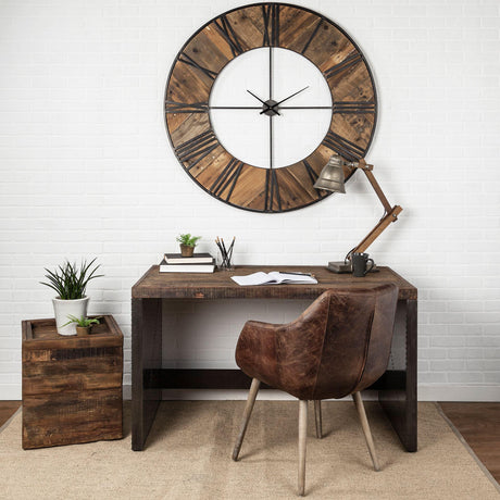 Mercana Orwell 52L x 28W Brown Wood Top Metal Cladded Frame Office Desk