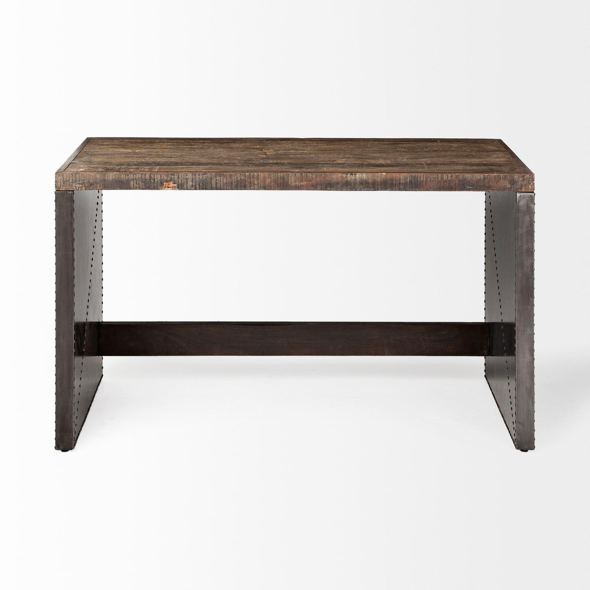 Mercana Orwell 52L x 28W Brown Wood Top Metal Cladded Frame Office Desk