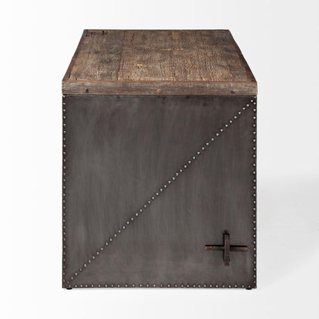 Mercana Orwell 52L x 28W Brown Wood Top Metal Cladded Frame Office Desk