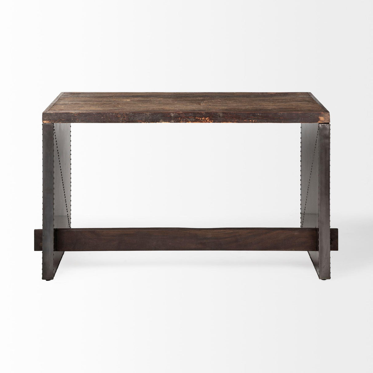 Mercana Orwell 52L x 28W Brown Wood Top Metal Cladded Frame Office Desk