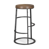 Mercana Neo 26.3" Seat Height Brown Wood Seat Black Metal Frame Stool