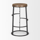Mercana Neo 26.3" Seat Height Brown Wood Seat Black Metal Frame Stool