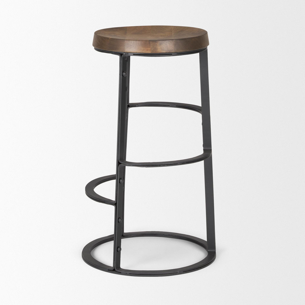 Mercana Neo 26.3" Seat Height Brown Wood Seat Black Metal Frame Stool