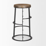 Mercana Neo 26.3" Seat Height Brown Wood Seat Black Metal Frame Stool