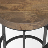 Mercana Neo 26.3" Seat Height Brown Wood Seat Black Metal Frame Stool