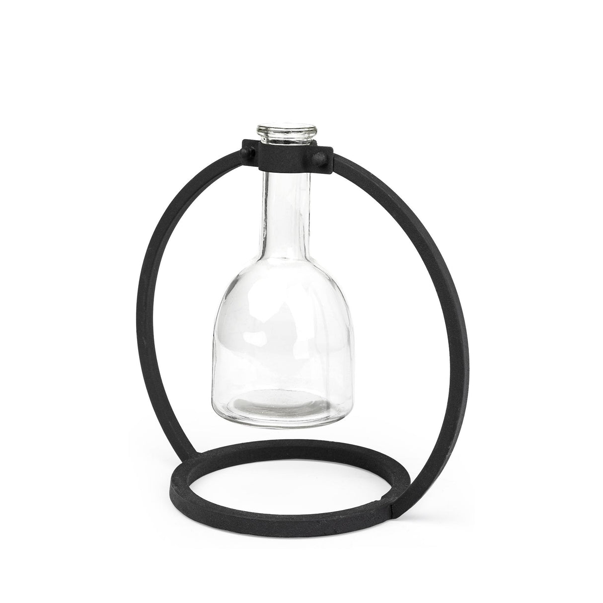 Mercana Monica I Short Black Metal Glass Bottle Vase
