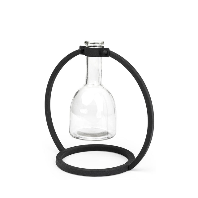 Mercana Monica I Short Black Metal Glass Bottle Vase