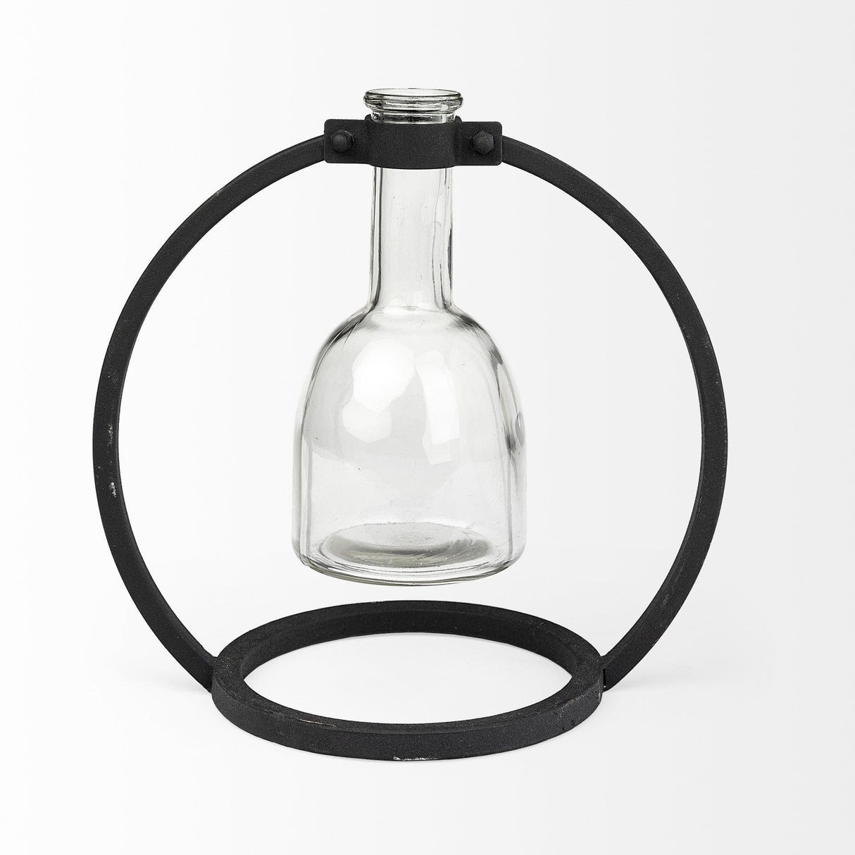 Mercana Monica I Short Black Metal Glass Bottle Vase