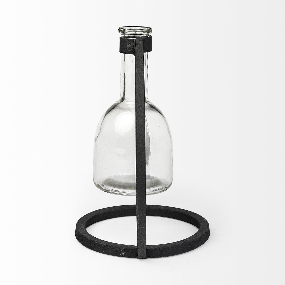 Mercana Monica I Short Black Metal Glass Bottle Vase