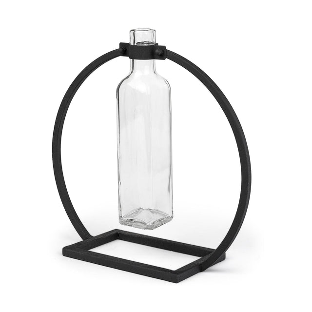 Mercana Monica II Tall Black Metal Glass Bottle Vase