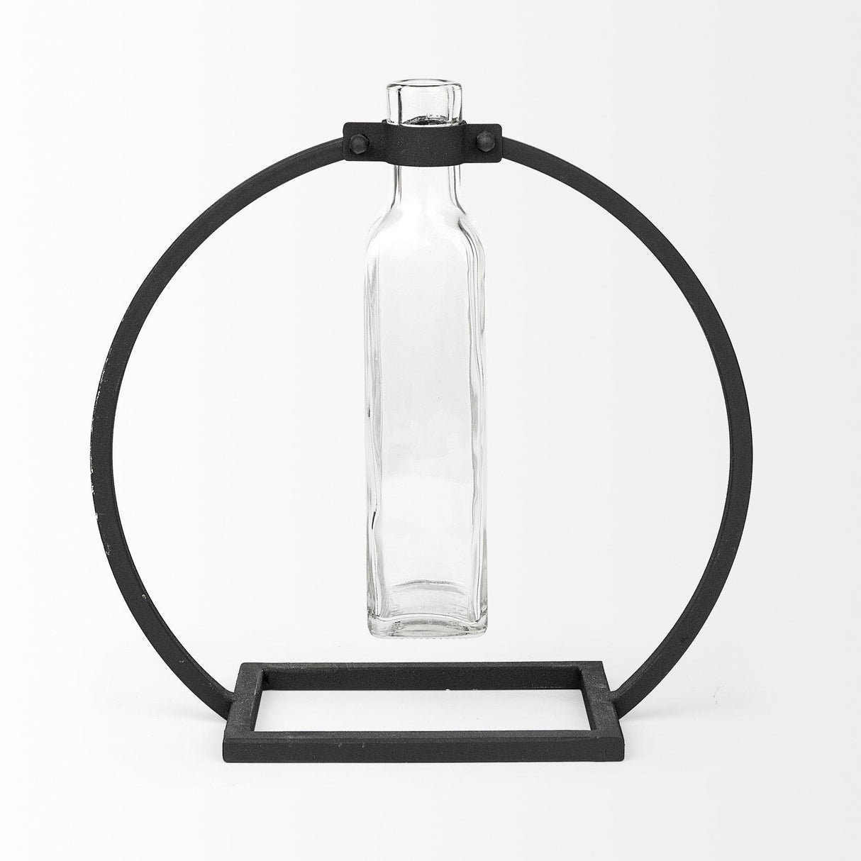 Mercana Monica II Tall Black Metal Glass Bottle Vase