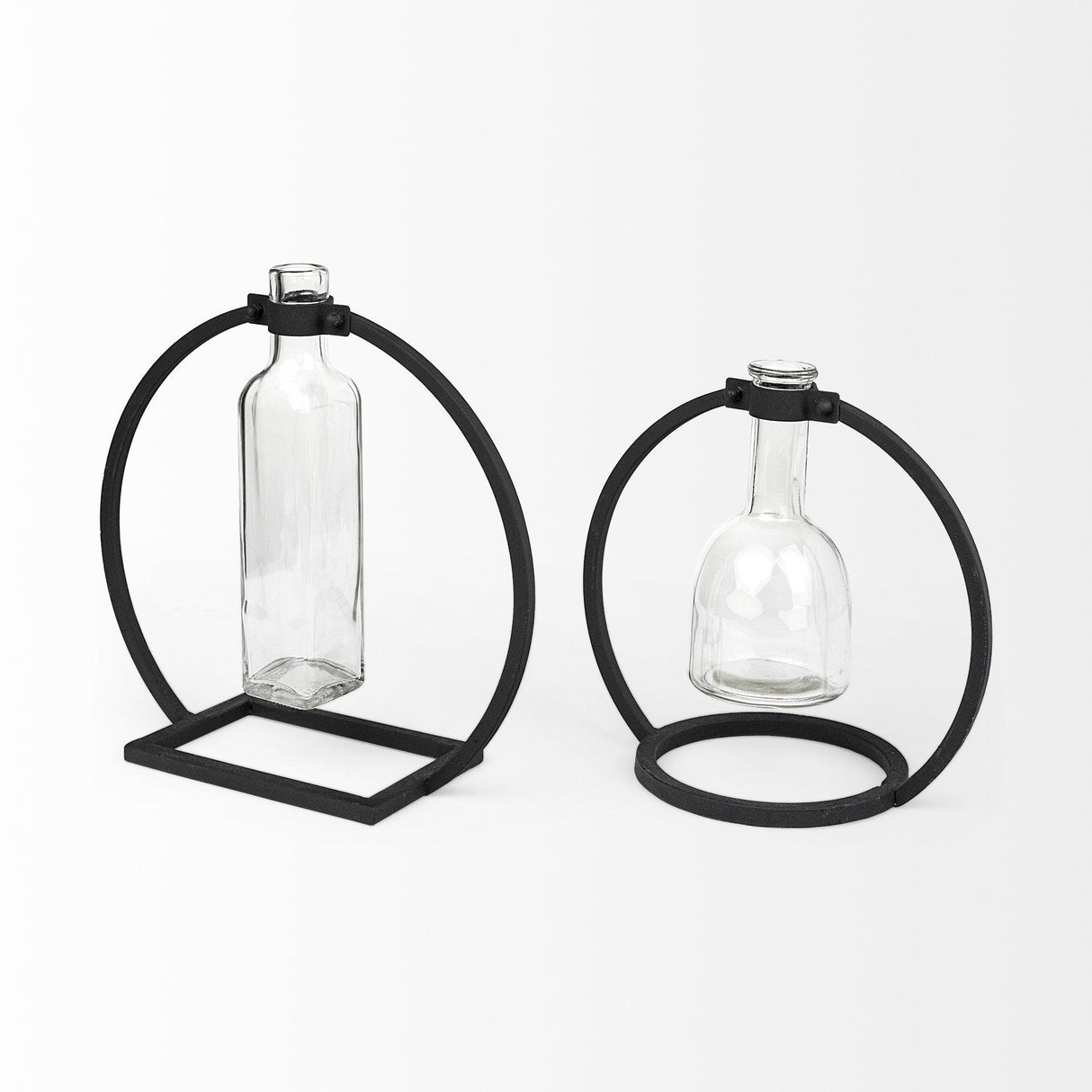 Mercana Monica II Tall Black Metal Glass Bottle Vase