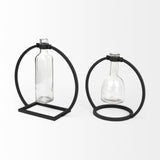 Mercana Monica II Tall Black Metal Glass Bottle Vase