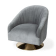 Mercana James II Gray Blue Velvet Covered Seat w Gold Swivel Base Accent Chair