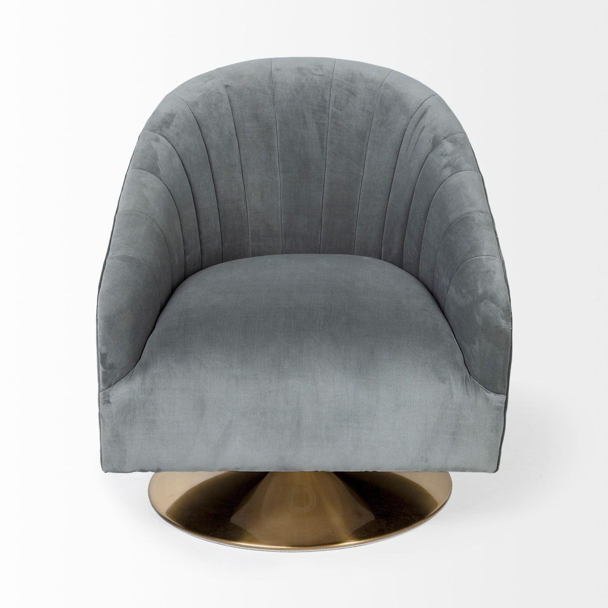 Mercana James II Gray Blue Velvet Covered Seat w Gold Swivel Base Accent Chair