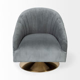 Mercana James II Gray Blue Velvet Covered Seat w Gold Swivel Base Accent Chair