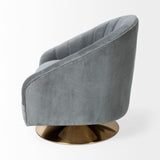 Mercana James II Gray Blue Velvet Covered Seat w Gold Swivel Base Accent Chair